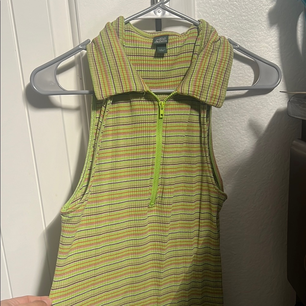 Adidas Striped Sleeveless Top - Green and Yellow